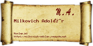 Milkovich Adolár névjegykártya